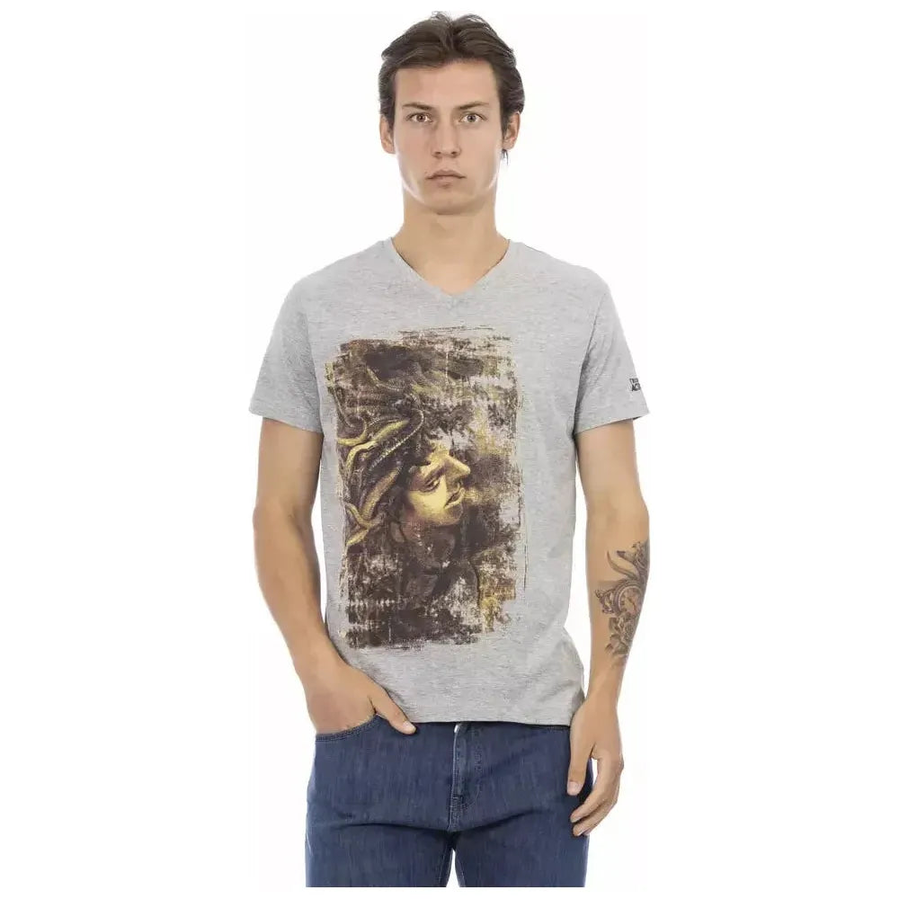 Trussardi Action Gray Cotton Men T-Shirt Trussardi Action Gray