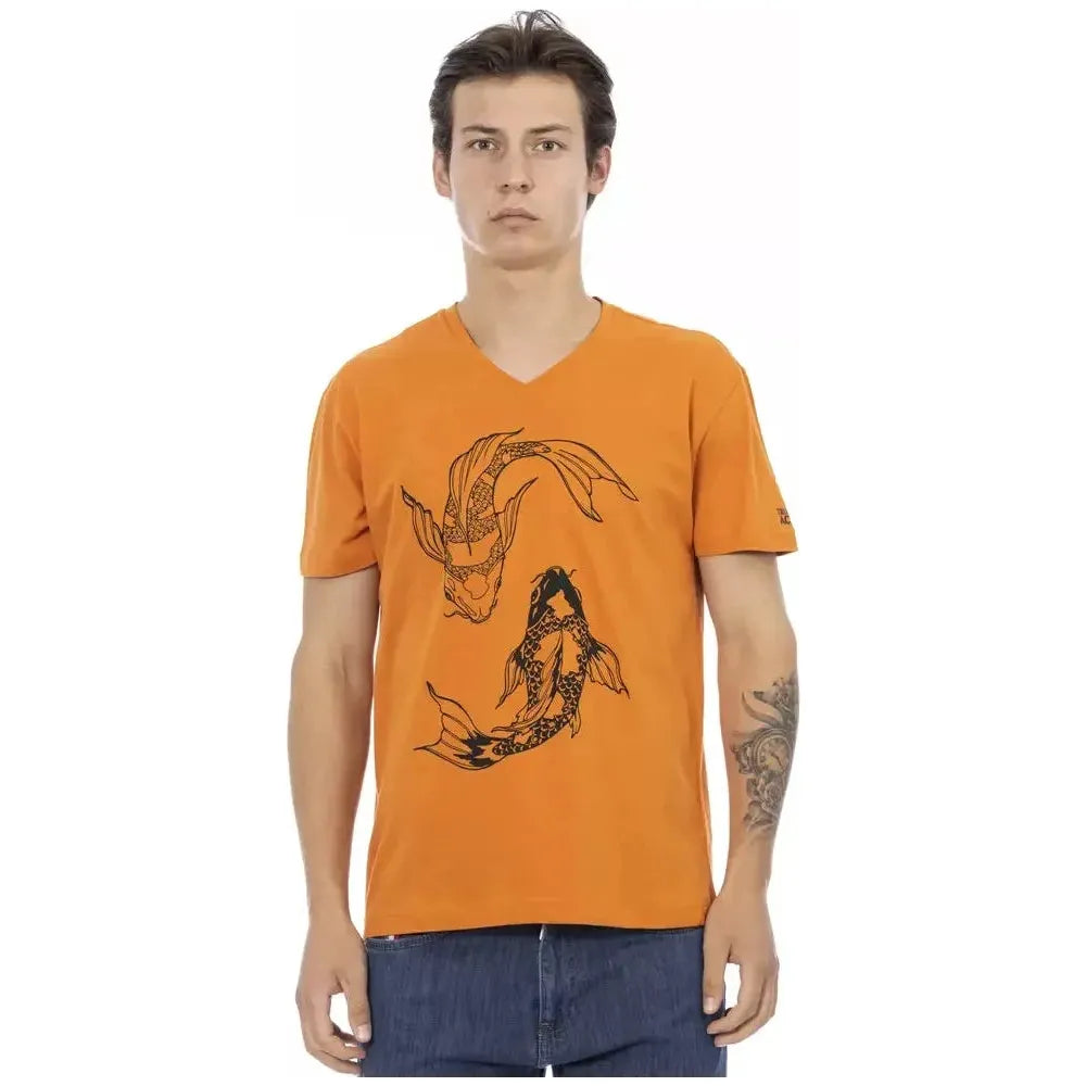 Trussardi Action Orange Cotton Men T-Shirt Trussardi Action Coral