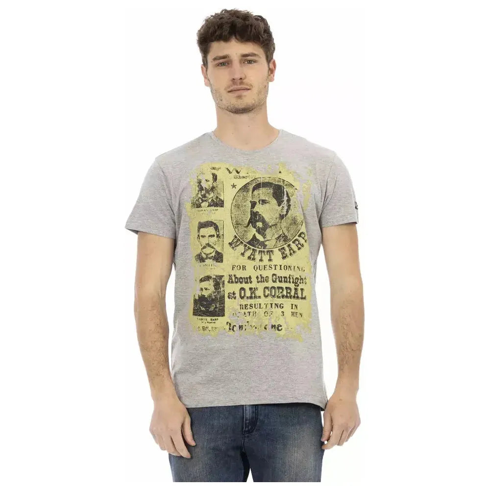 Trussardi Action Gray Cotton Men T-Shirt Trussardi Action Tan