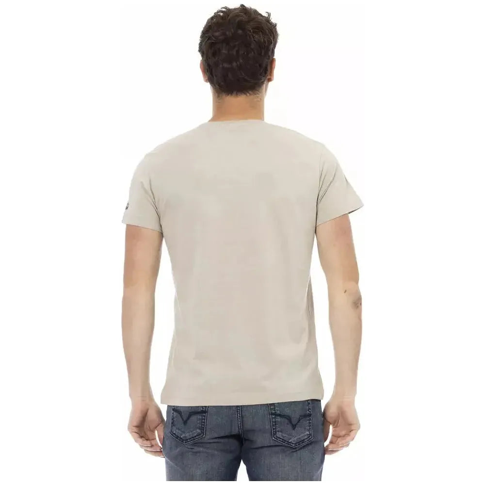 Trussardi Action Beige Cotton Men T-Shirt Trussardi Action Gray