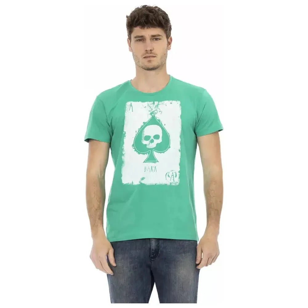 Trussardi Action Green Cotton Men T-Shirt Trussardi Action Cadet Blue