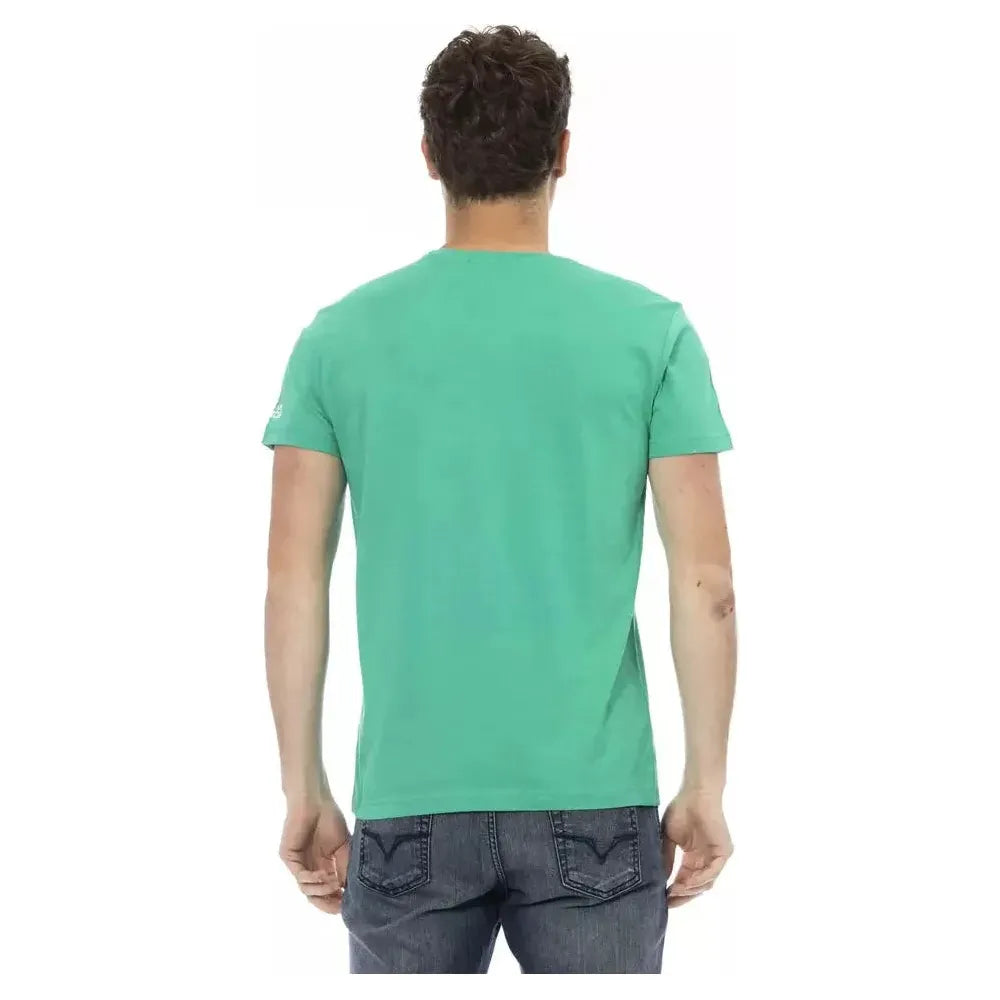 Trussardi Action Green Cotton Men T-Shirt Trussardi Action Cadet Blue
