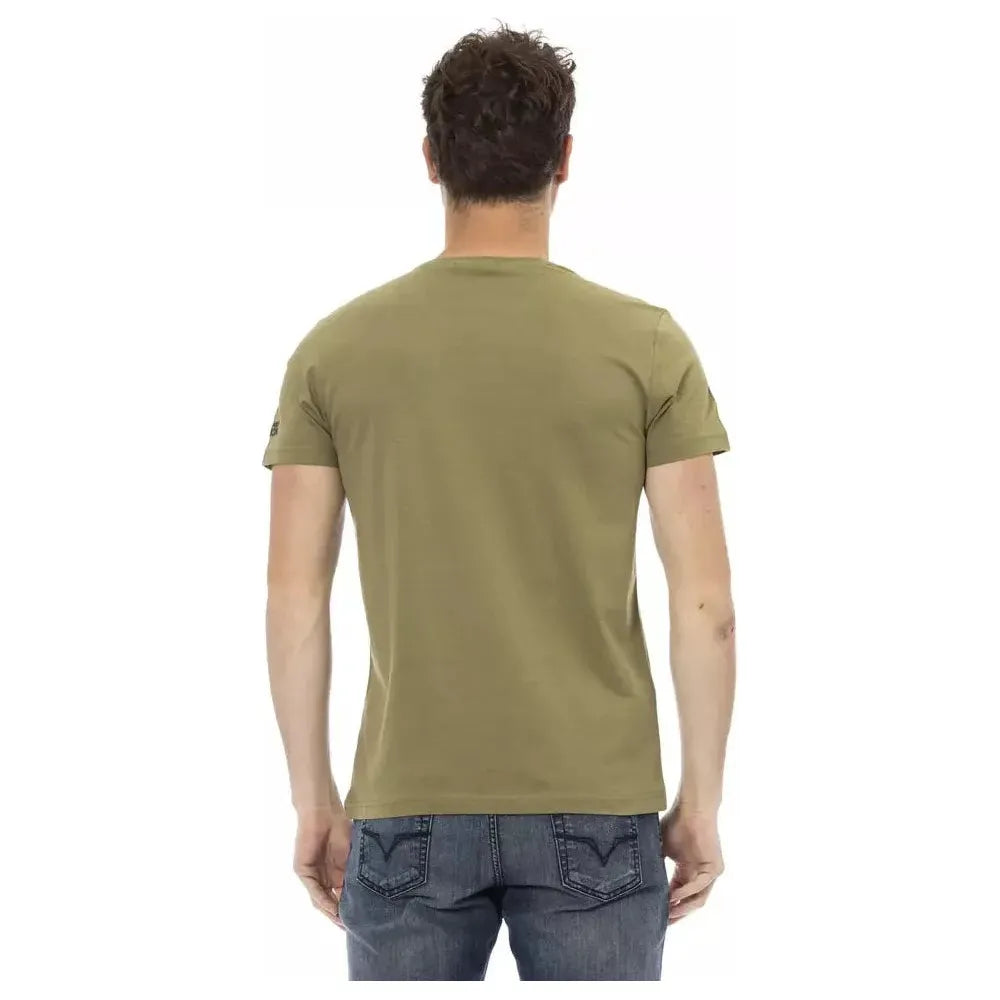 Trussardi Action Green Cotton Men T-Shirt Trussardi Action Dim Gray