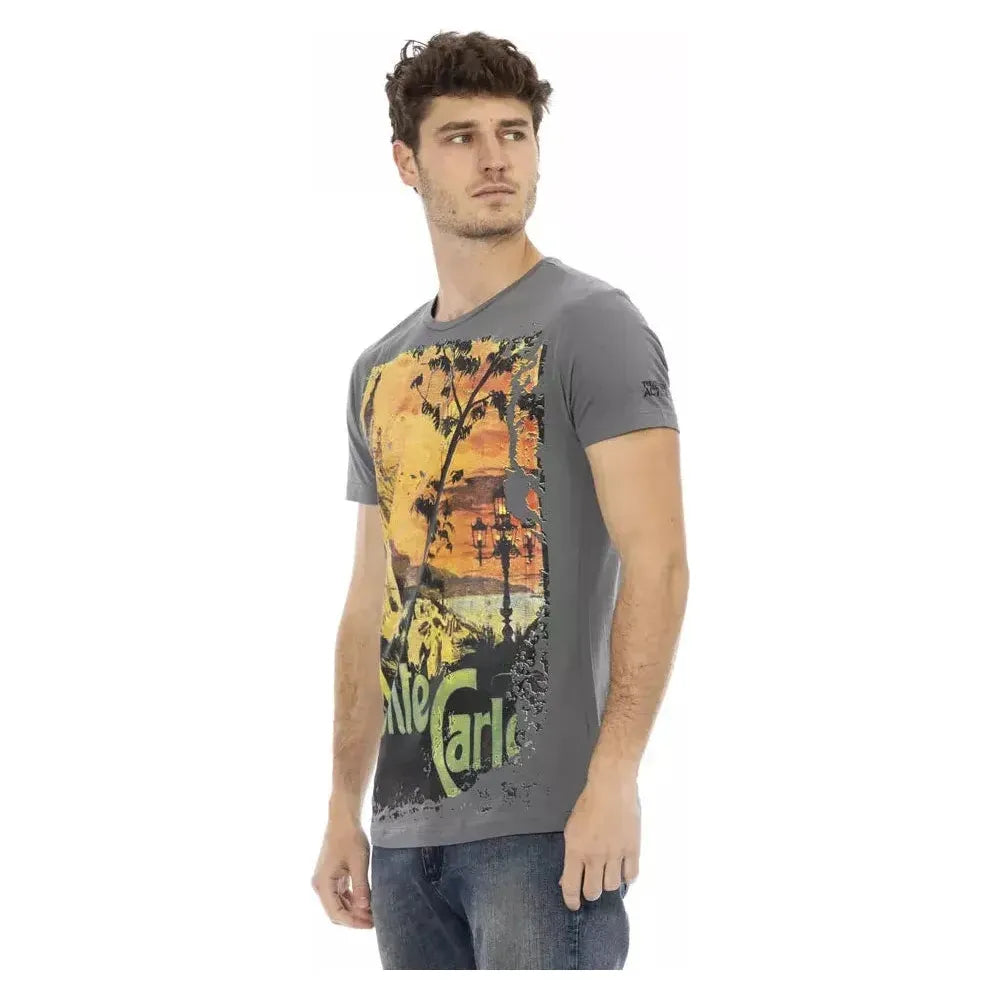 Trussardi Action Gray Cotton Men T-Shirt Trussardi Action Dim Gray