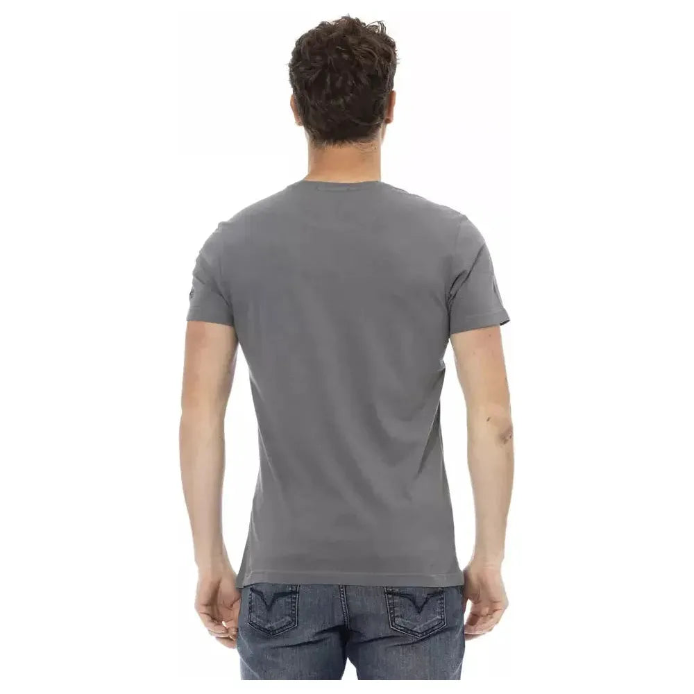 Trussardi Action Gray Cotton Men T-Shirt Trussardi Action Dim Gray