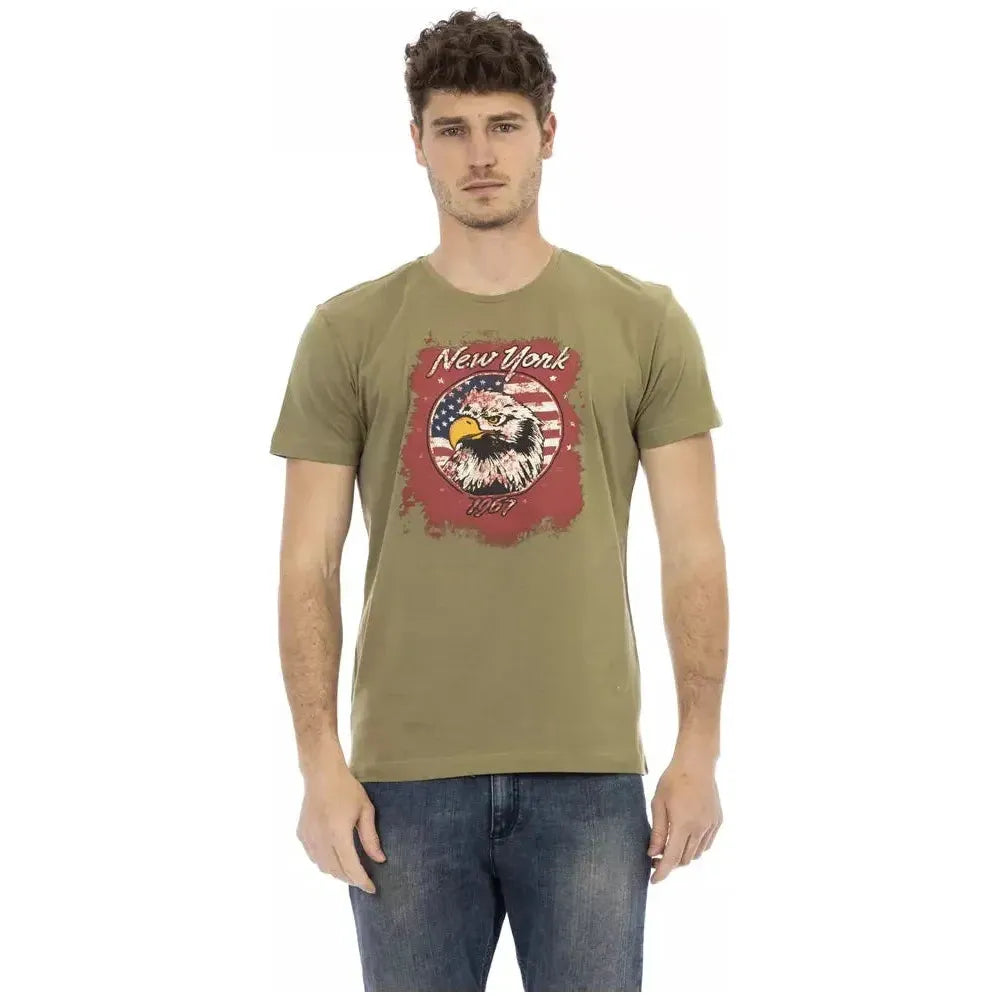 Trussardi Action Green Cotton Men T-Shirt Trussardi Action Rosy Brown