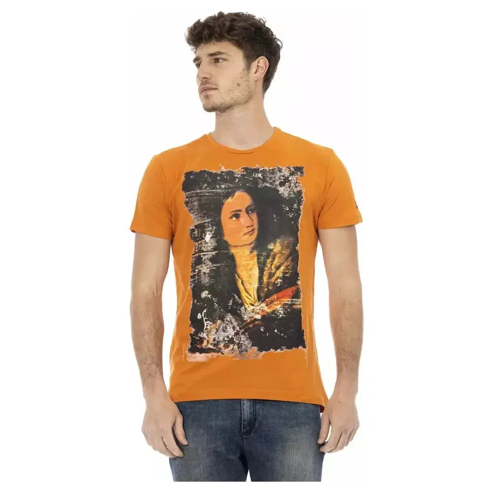 Trussardi Action Orange Cotton Men T-Shirt Trussardi Action Dark Khaki