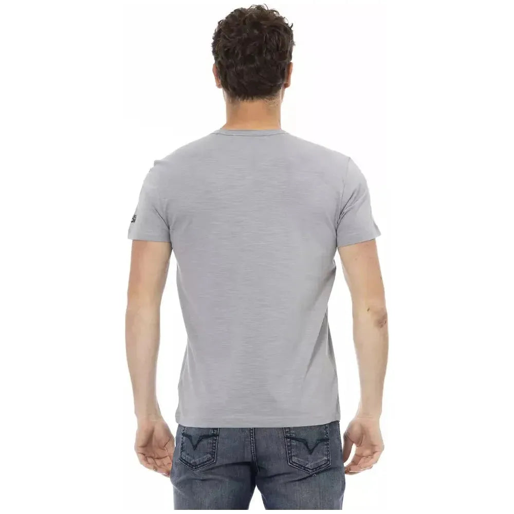 Trussardi Action Gray Cotton Men T-Shirt Trussardi Action Dark Gray