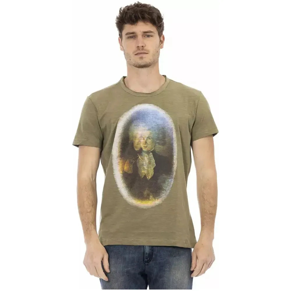 Trussardi Action Green Cotton Men T-Shirt Trussardi Action Dim Gray