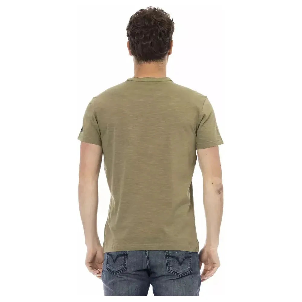 Trussardi Action Green Cotton Men T-Shirt Trussardi Action Rosy Brown
