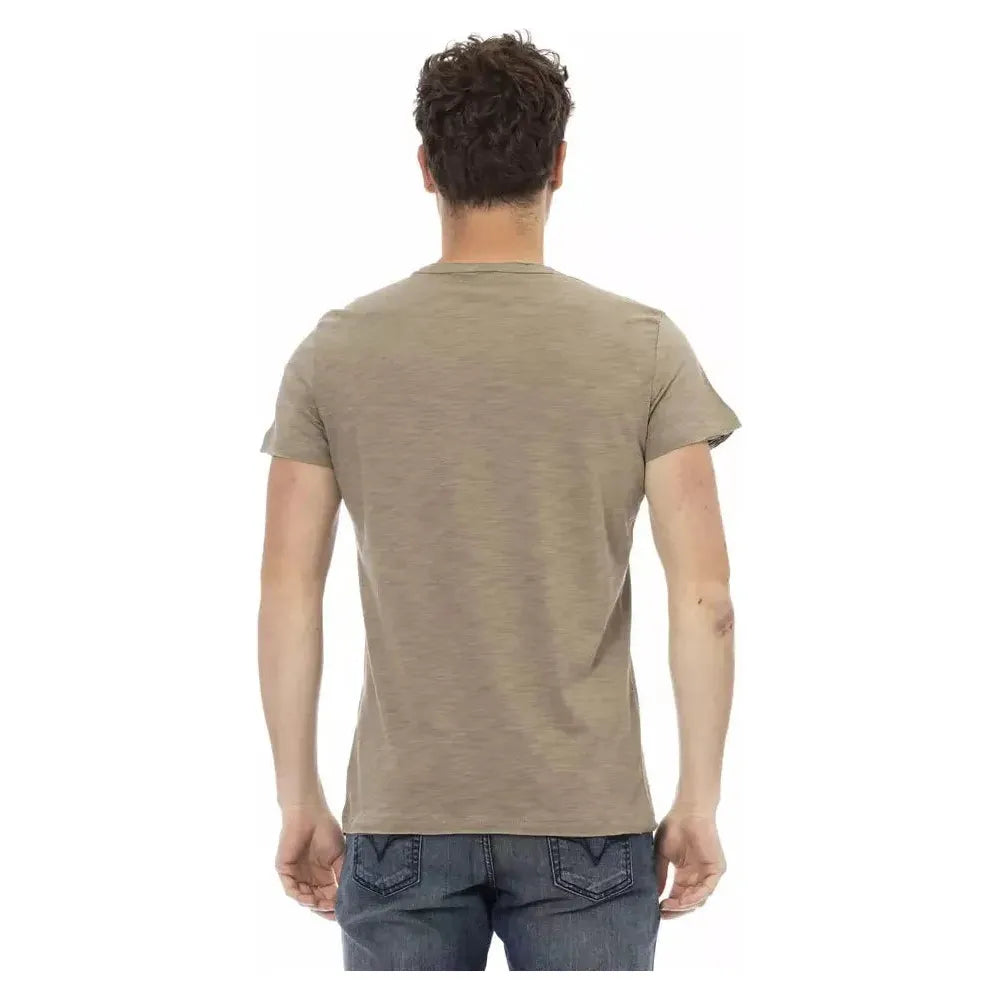 Trussardi Action Green Cotton Men T-Shirt Trussardi Action Rosy Brown