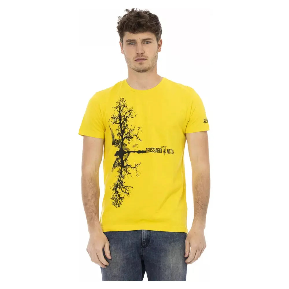 Trussardi Action Yellow Cotton Men T-Shirt Trussardi Action Goldenrod