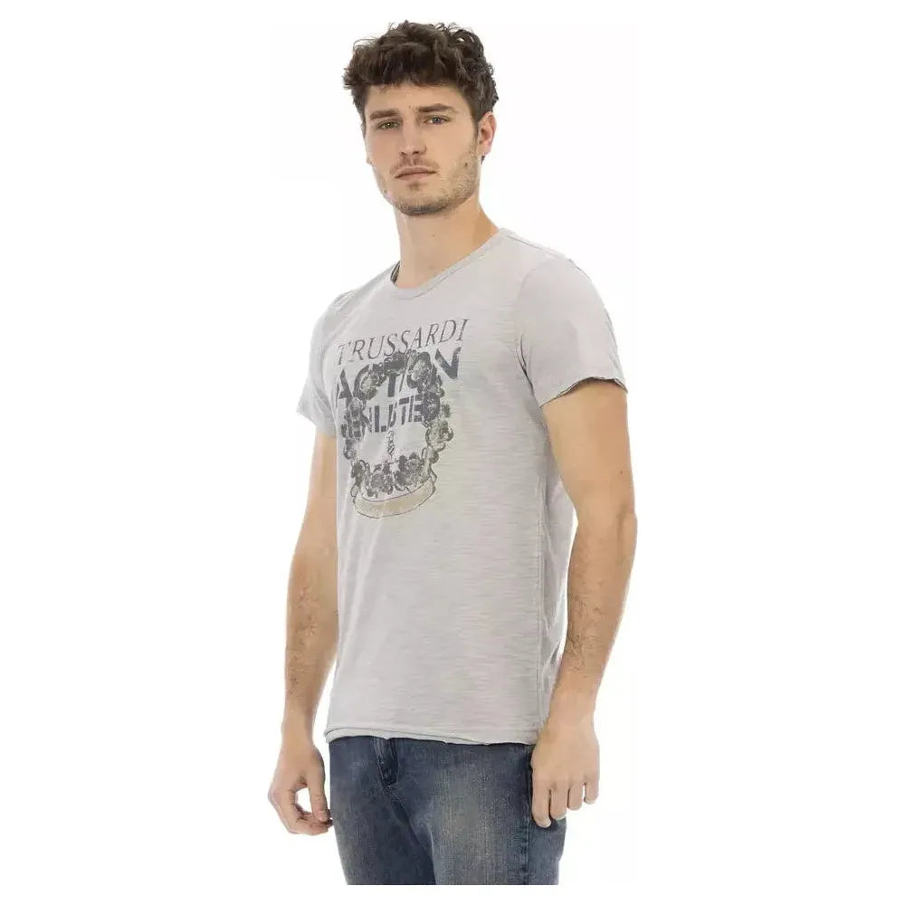 Trussardi Action "Gray Cotton Men T-Shirt" Trussardi Action Gray