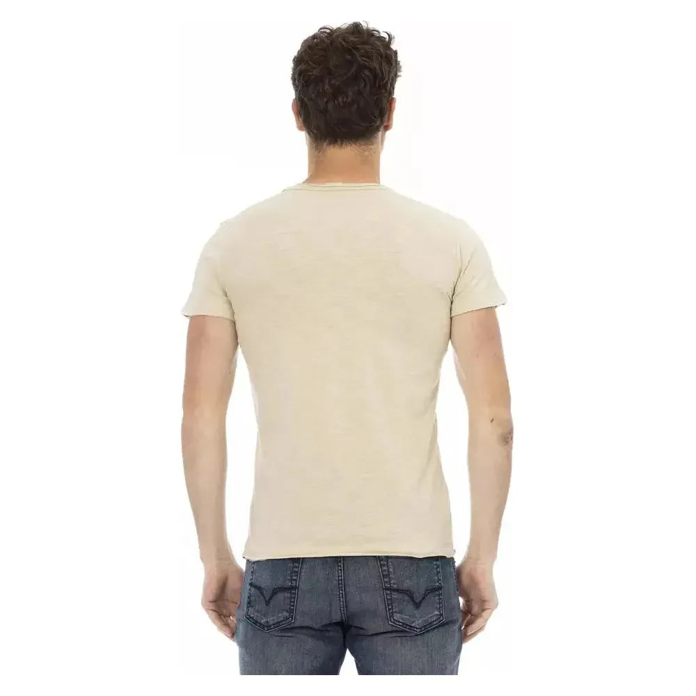 Trussardi Action Beige Cotton Men T-Shirt Trussardi Action Light Gray