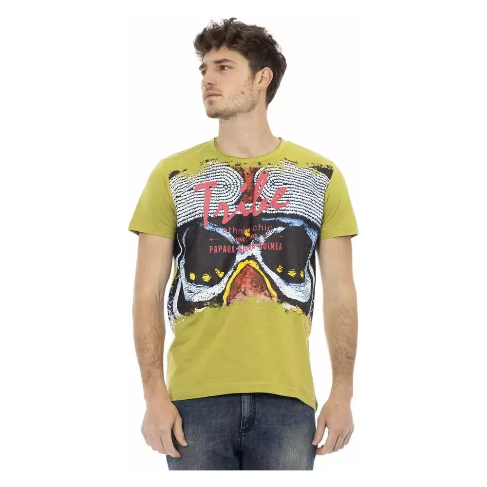 Trussardi Action Green Cotton Men T-Shirt Trussardi Action Dark Khaki