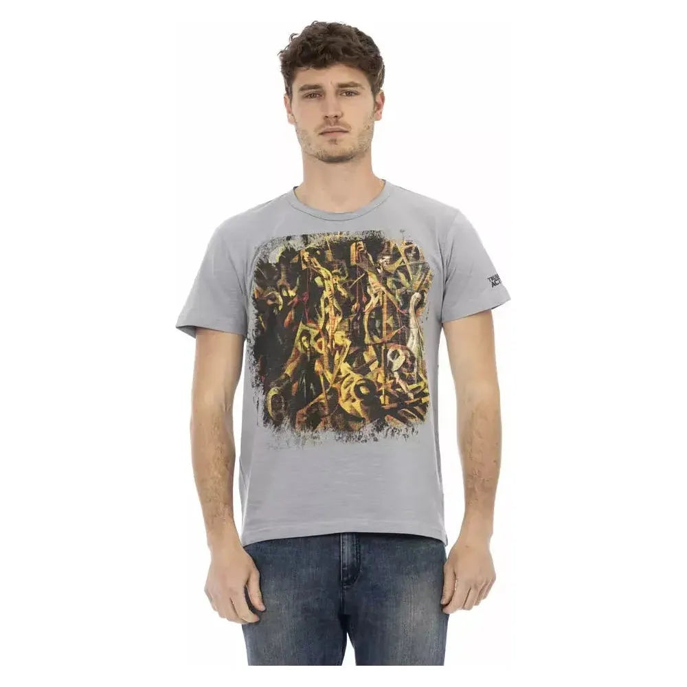 Trussardi Action Gray Cotton Men T-Shirt Trussardi Action Rosy Brown