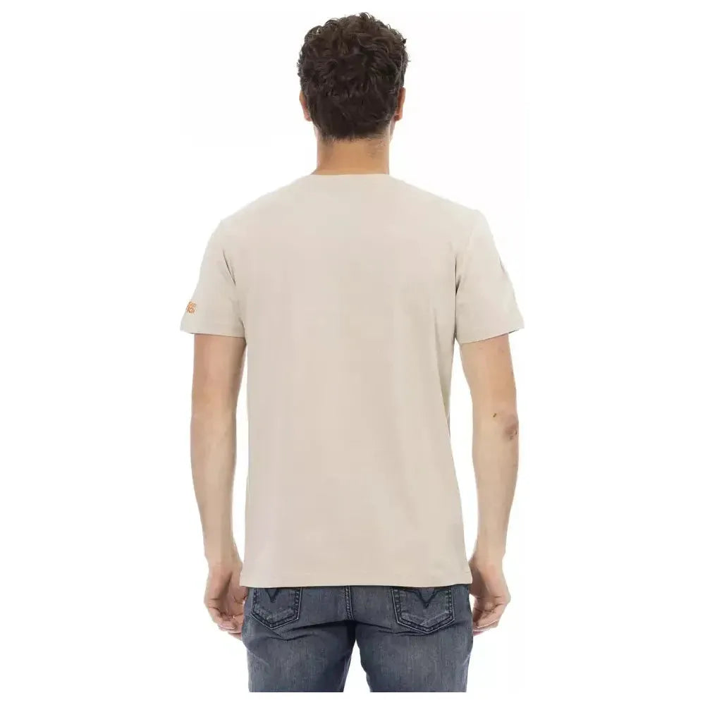 Trussardi Action Beige Cotton Men T-Shirt Trussardi Action Light Gray