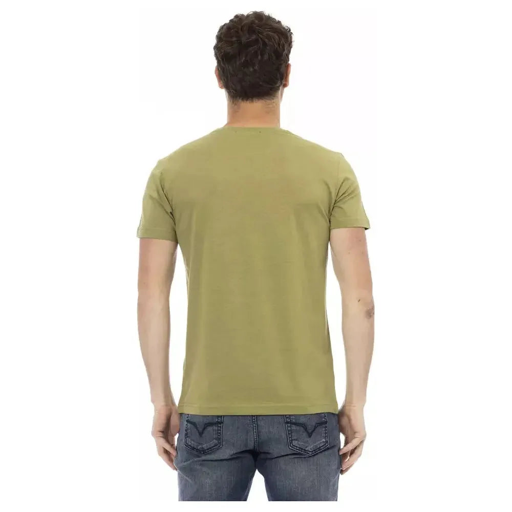 Trussardi Action Green Cotton Men T-Shirt Trussardi Action Dark Khaki