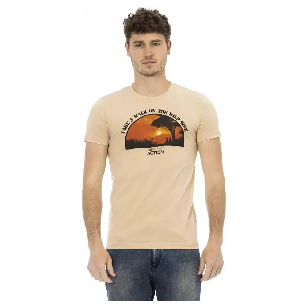 Trussardi Action Beige Cotton Men T-Shirt Trussardi Action Tan
