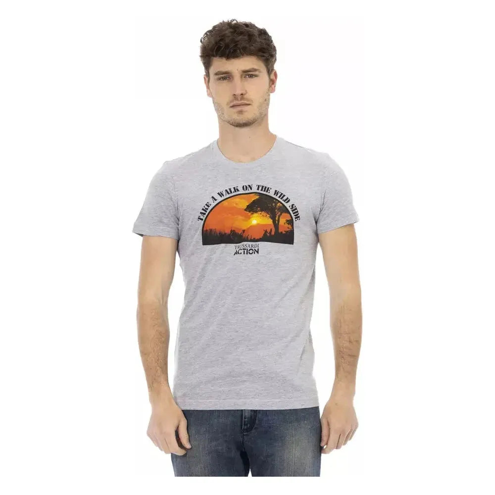 Trussardi Action Gray Cotton Men T-Shirt Trussardi Action Gray