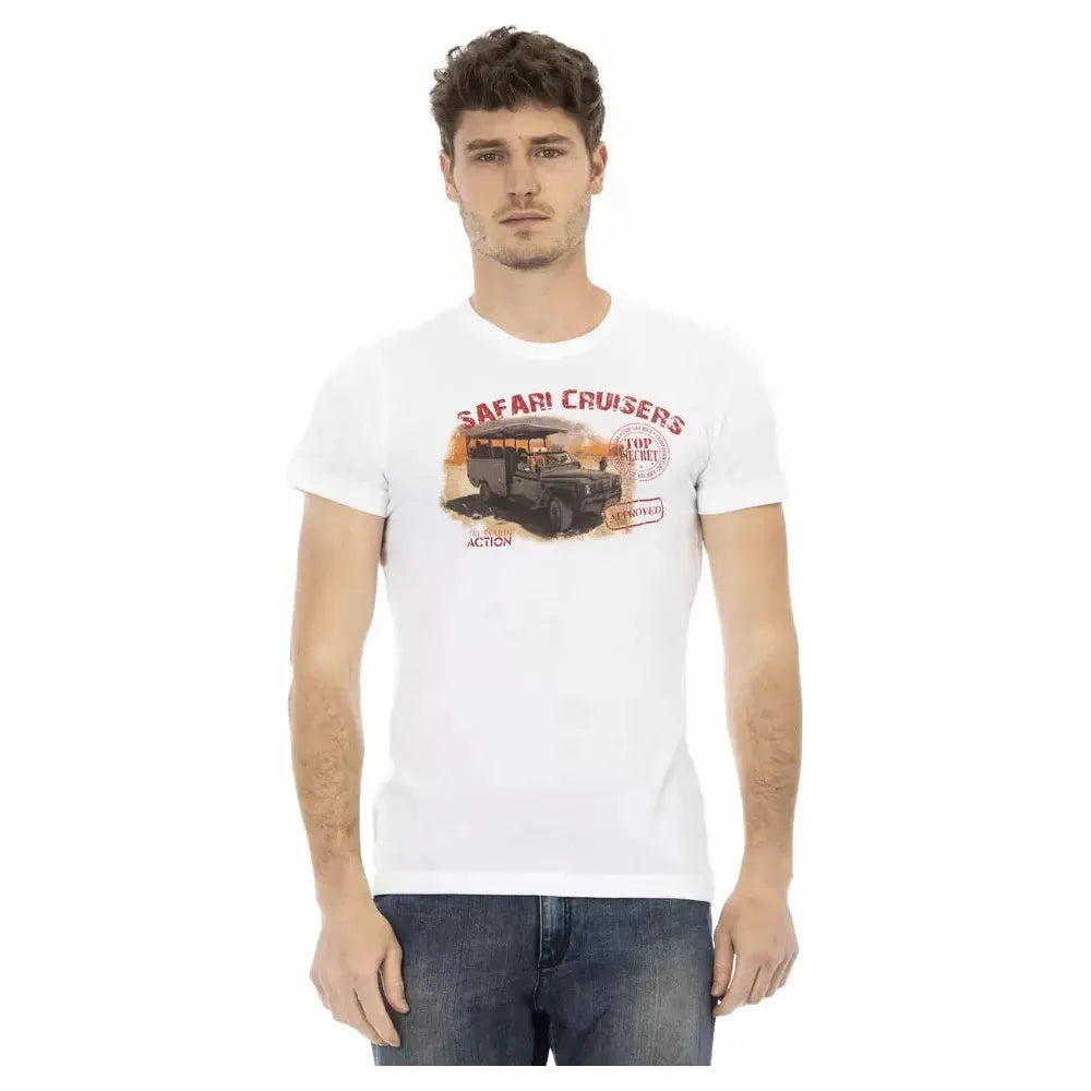 Trussardi Action White Cotton Men T-Shirt Trussardi Action Light Gray