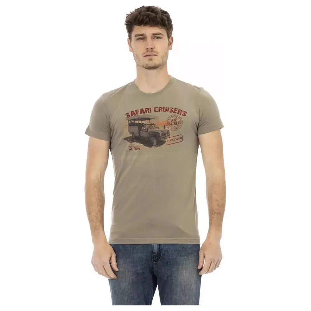 Trussardi Action Green Cotton Men T-Shirt Trussardi Action Rosy Brown