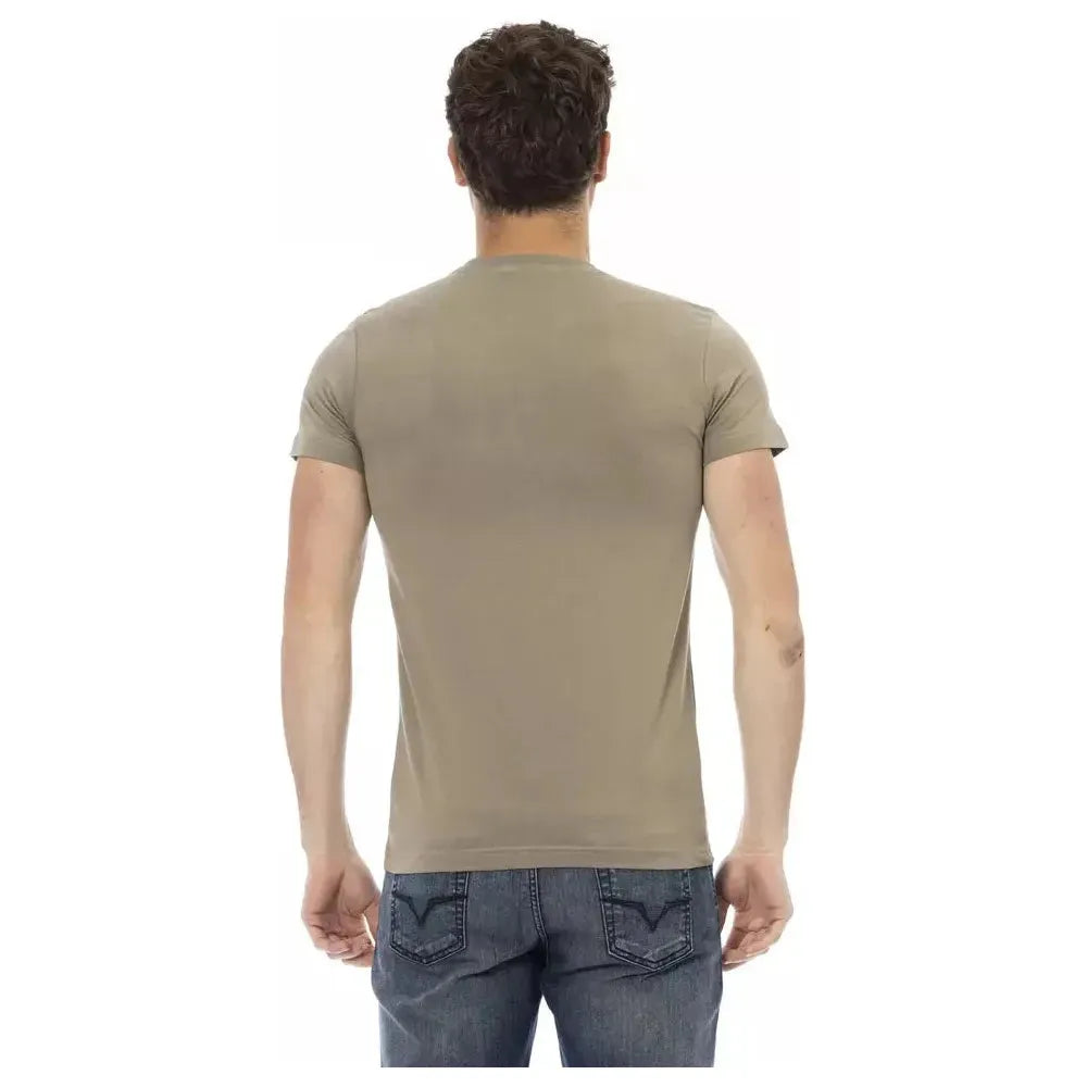 Trussardi Action Green Cotton Men T-Shirt Trussardi Action Rosy Brown