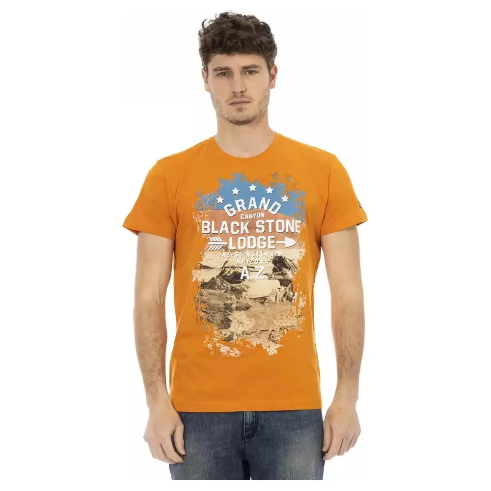 Trussardi Action Orange Cotton Men T-Shirt Trussardi Action Dark Khaki