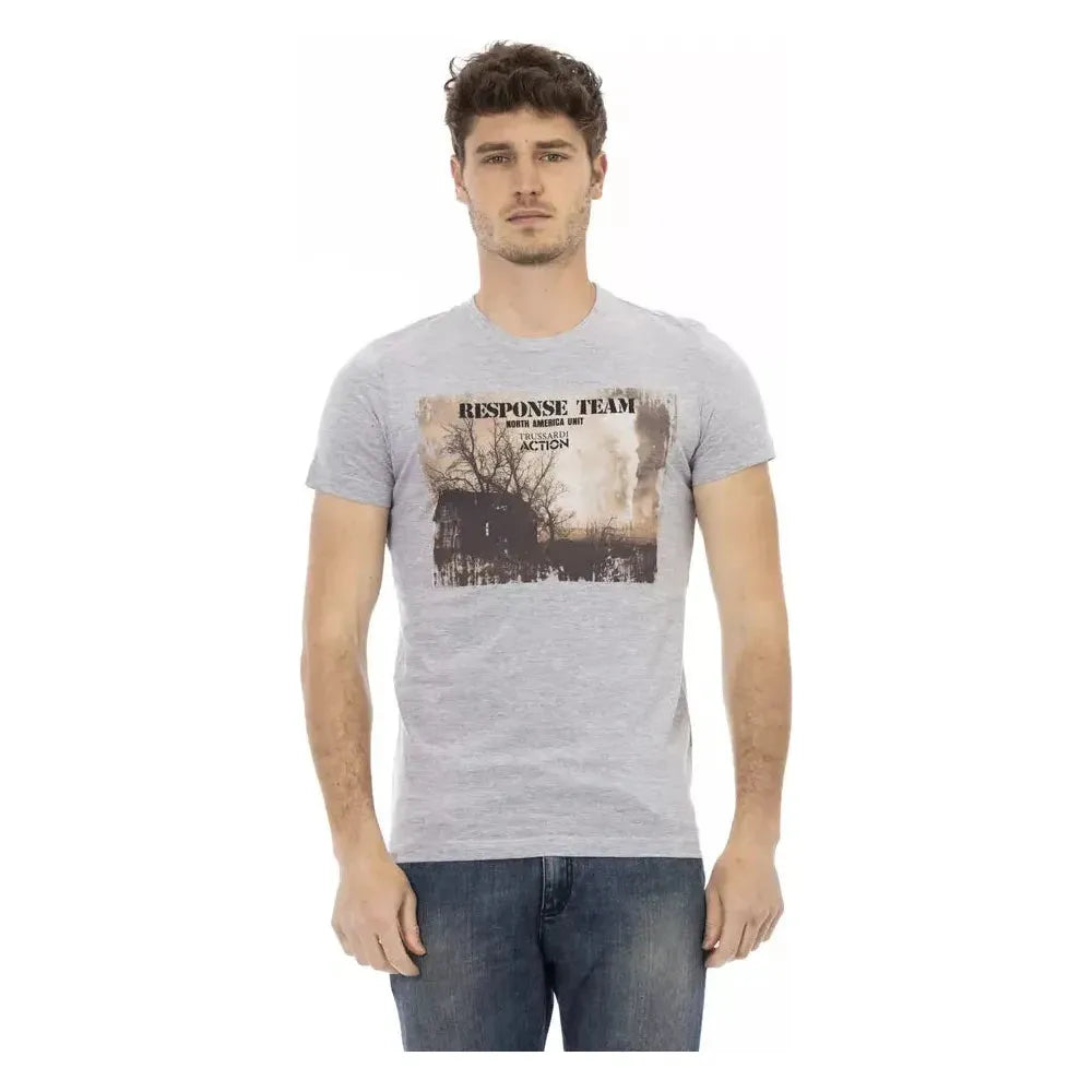 Trussardi Action Gray Cotton Men T-Shirt Trussardi Action Gray