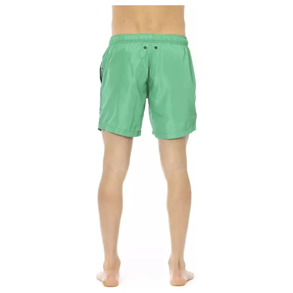 Bikkembergs Green Polyester Men Swim Short Bikkembergs Dark Sea Green