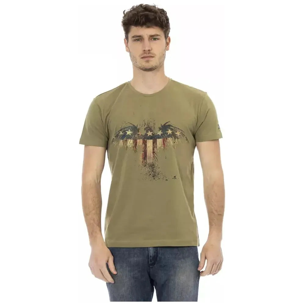 Trussardi Action Green Cotton Men T-Shirt Trussardi Action Rosy Brown