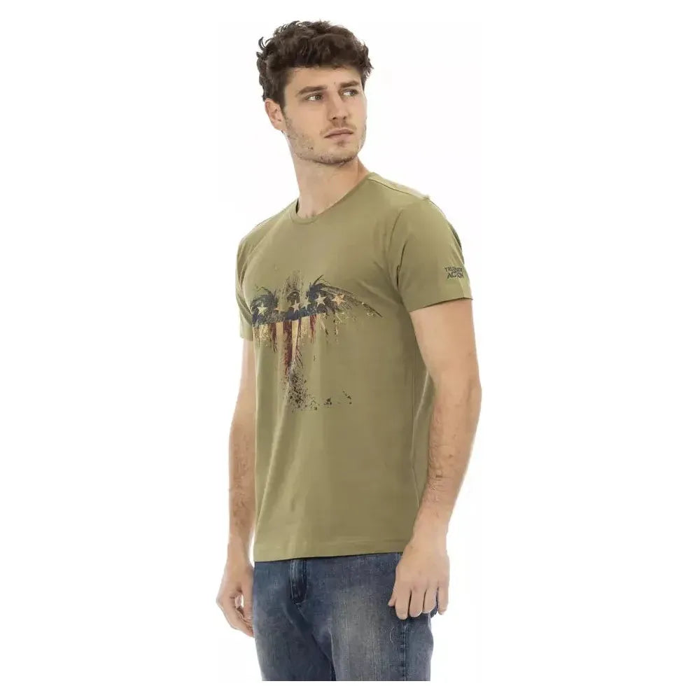 Trussardi Action Green Cotton Men T-Shirt Trussardi Action Rosy Brown