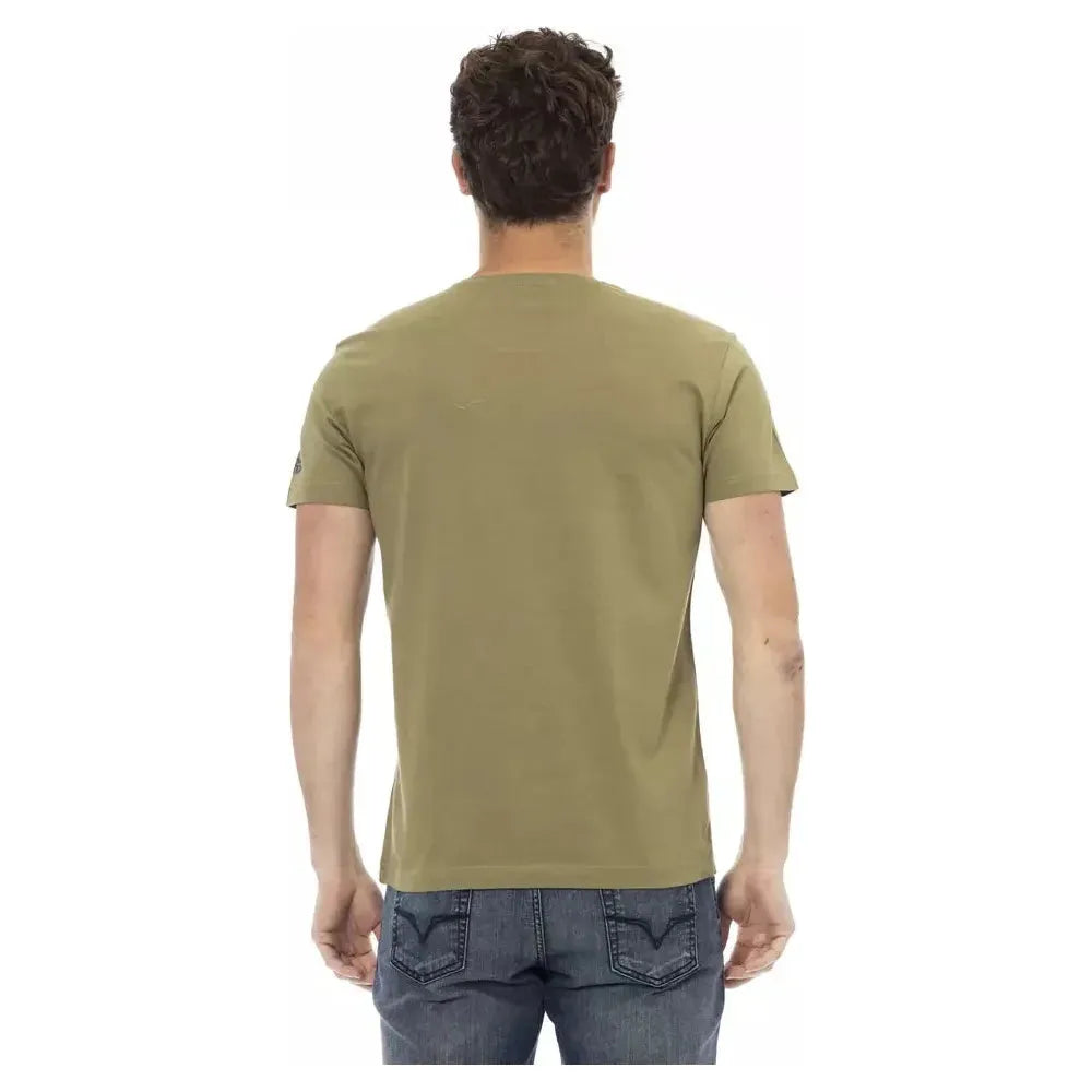 Trussardi Action Green Cotton Men T-Shirt Trussardi Action Rosy Brown