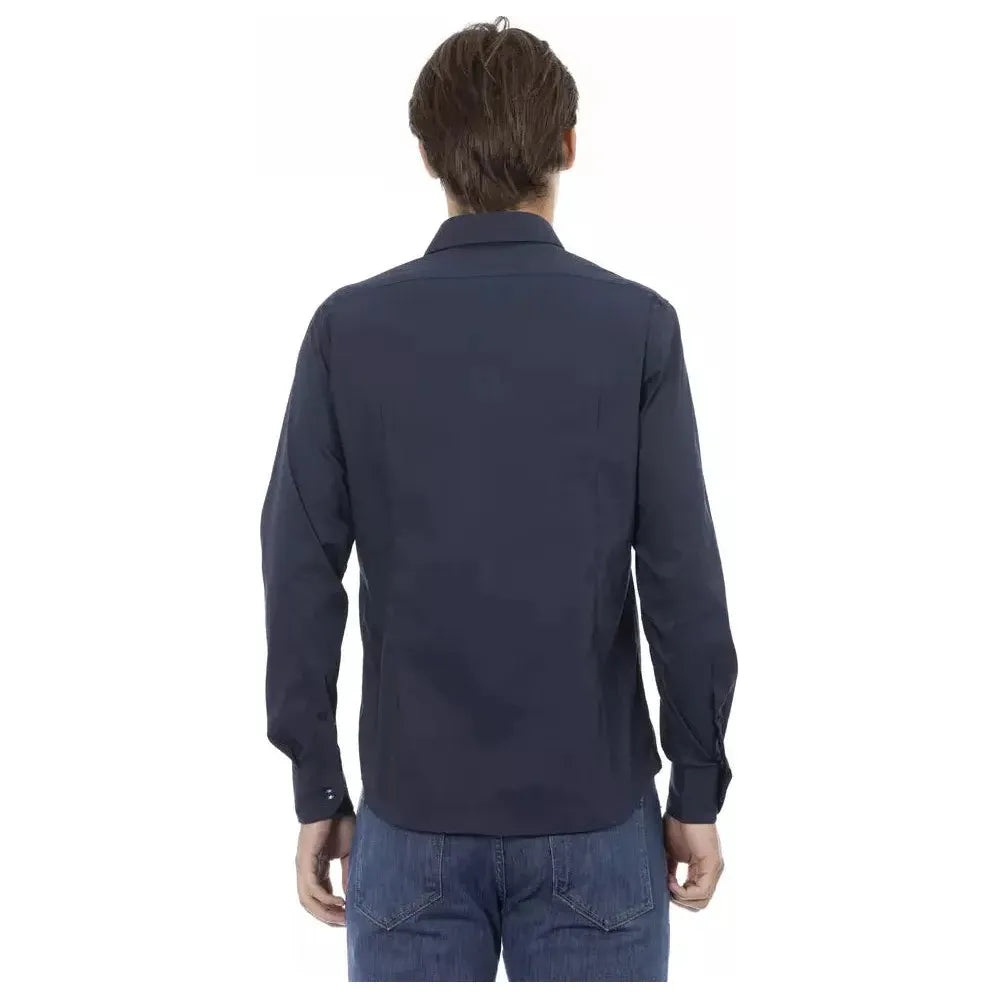 Baldinini Trend Blue Cotton Men Shirt Baldinini Trend Dark Slate Gray