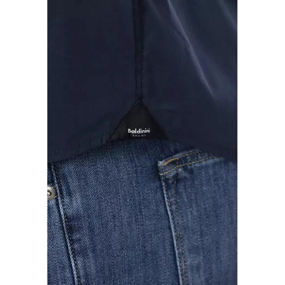 Baldinini Trend Blue Cotton Men Shirt Baldinini Trend Dark Slate Gray