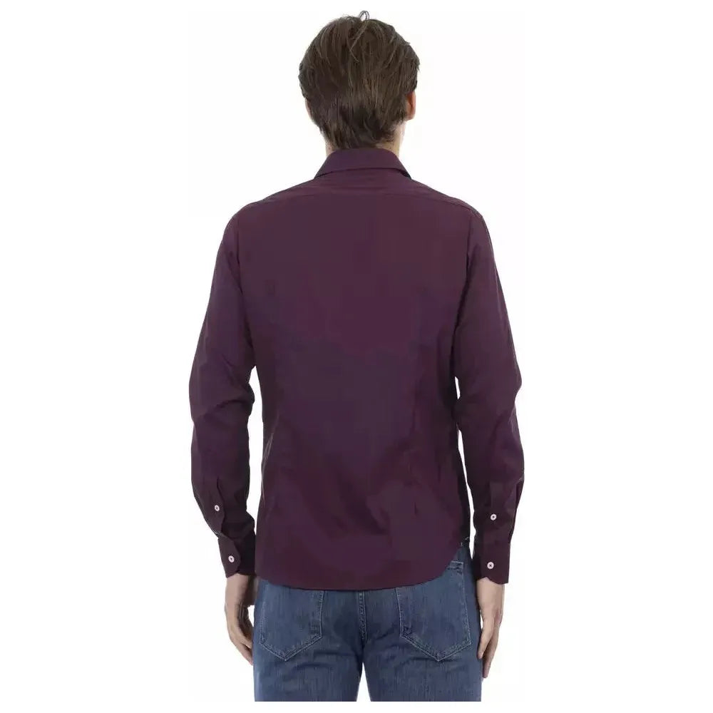 Baldinini Trend Bordeaux Cotton Men Shirt Baldinini Trend Dark Slate Gray