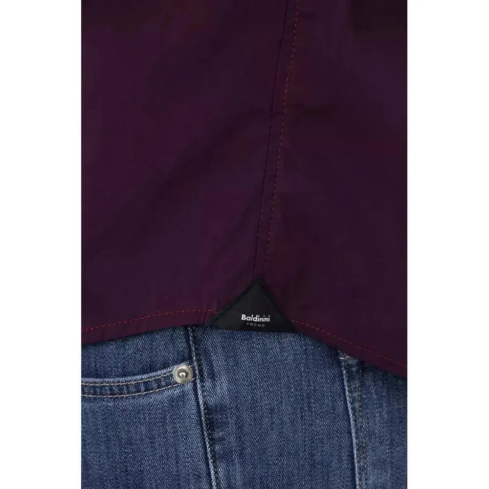 Baldinini Trend Bordeaux Cotton Men Shirt Baldinini Trend Dark Slate Gray