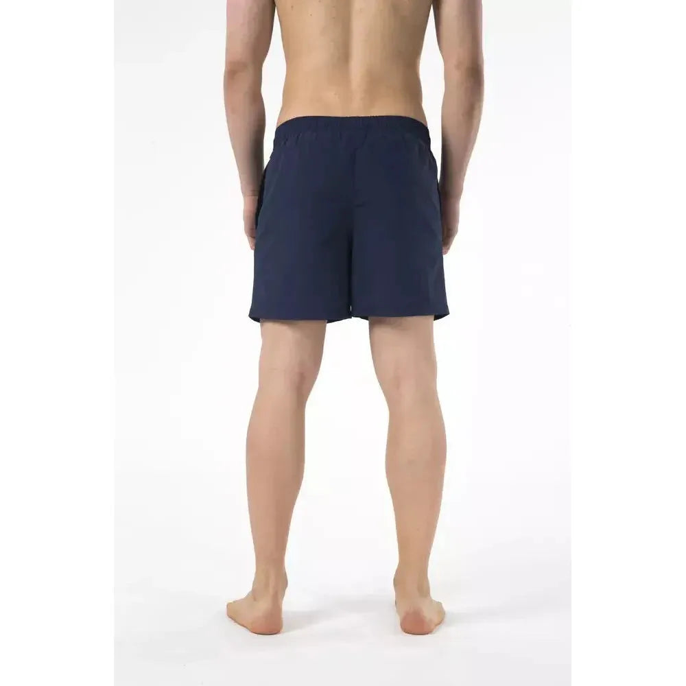Just Cavalli Blue Nylon Men Swimwear Short Just Cavalli Antique White