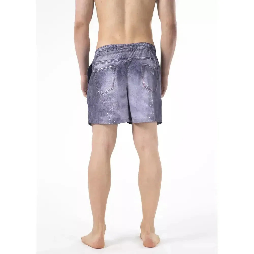 Just Cavalli Blue Polyester Men Swim Short Just Cavalli Light Gray