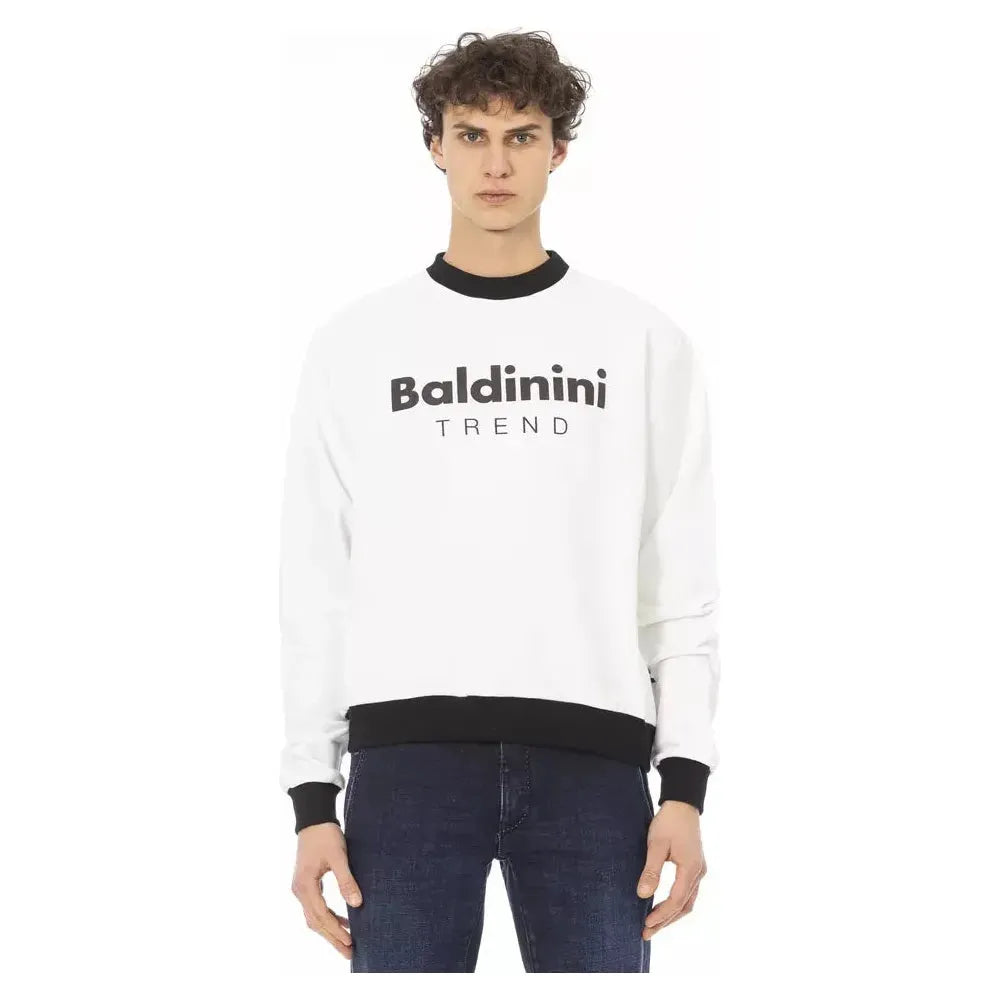 Baldinini Trend White Cotton Men Sweater Baldinini Trend Beige