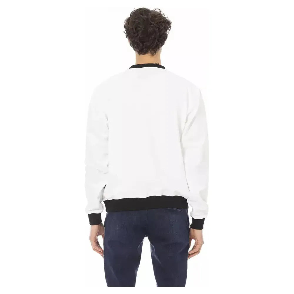 Baldinini Trend White Cotton Men Sweater Baldinini Trend White Smoke