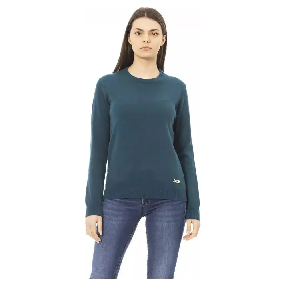 Baldinini Trend Green Wool Women Sweater Baldinini Trend Dark Slate Gray