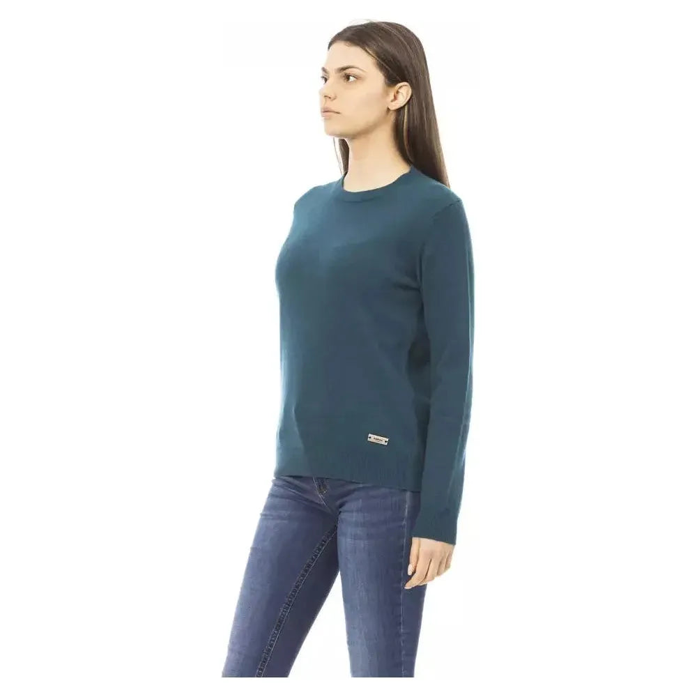 Baldinini Trend Green Wool Women Sweater Baldinini Trend Dark Slate Gray