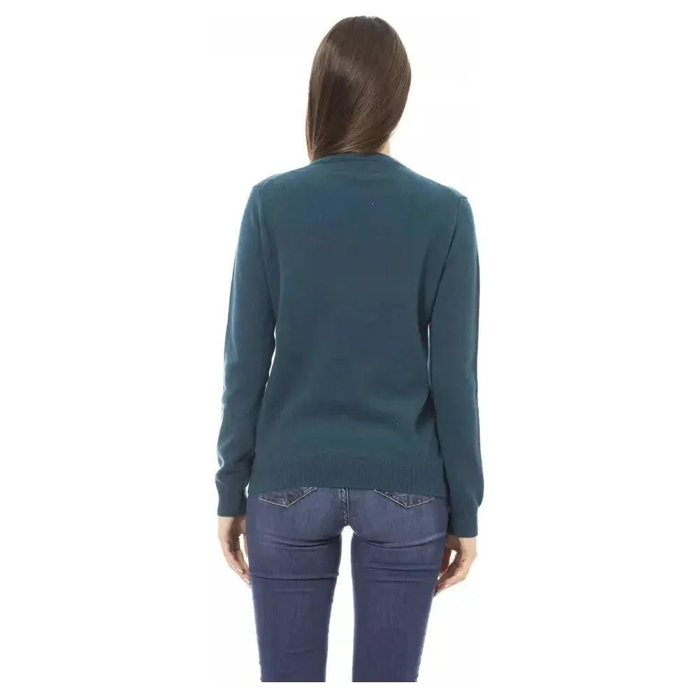 Baldinini Trend Green Wool Women Sweater Baldinini Trend Dark Slate Gray