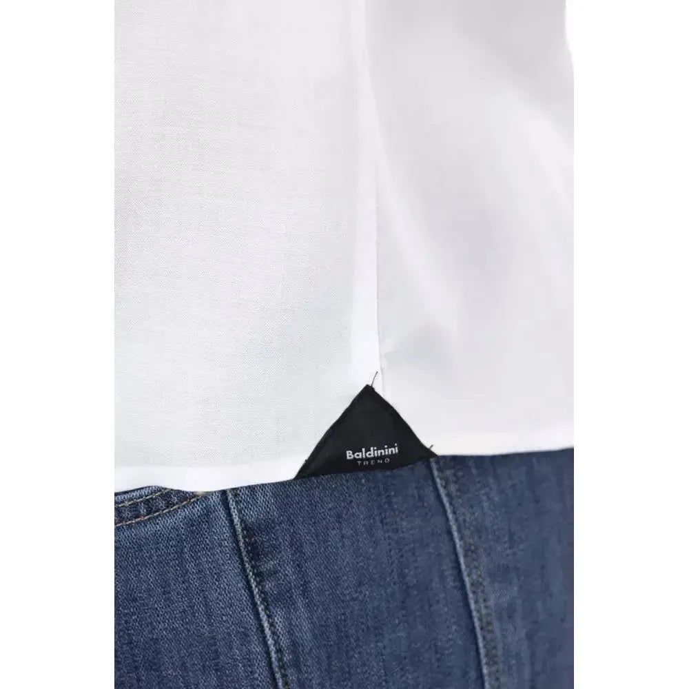 Baldinini Trend White Cotton Men Shirt Baldinini Trend Lavender