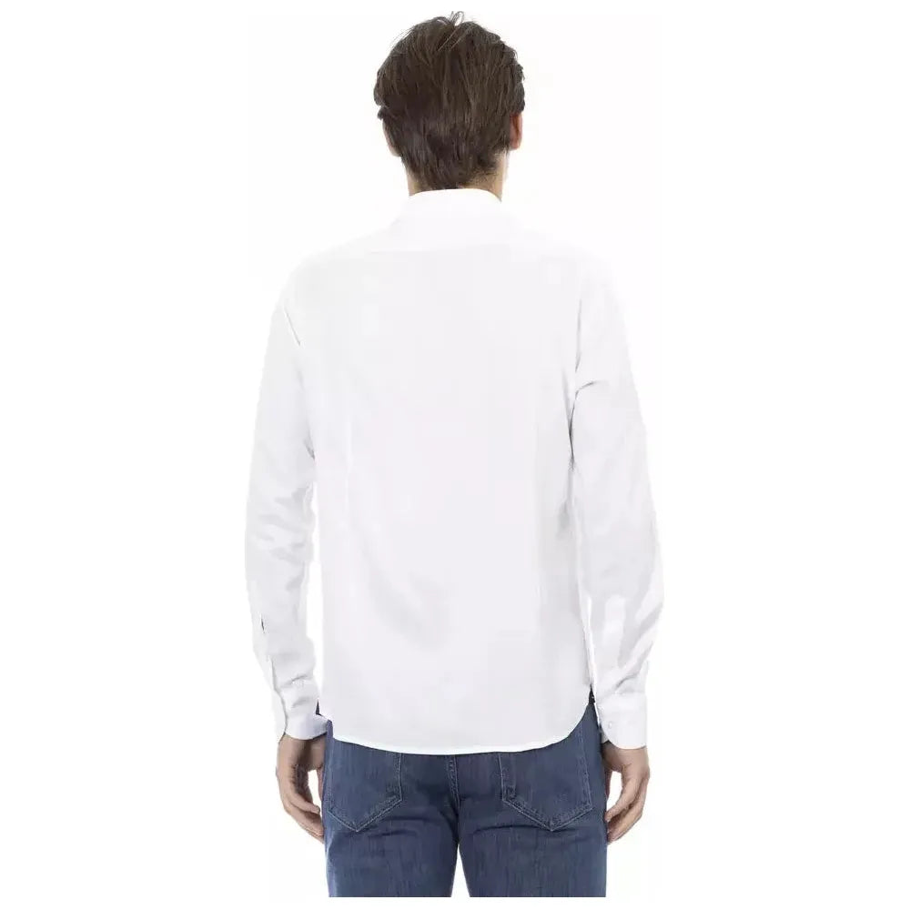 Baldinini Trend White Cotton Men Shirt Baldinini Trend Dark Slate Gray