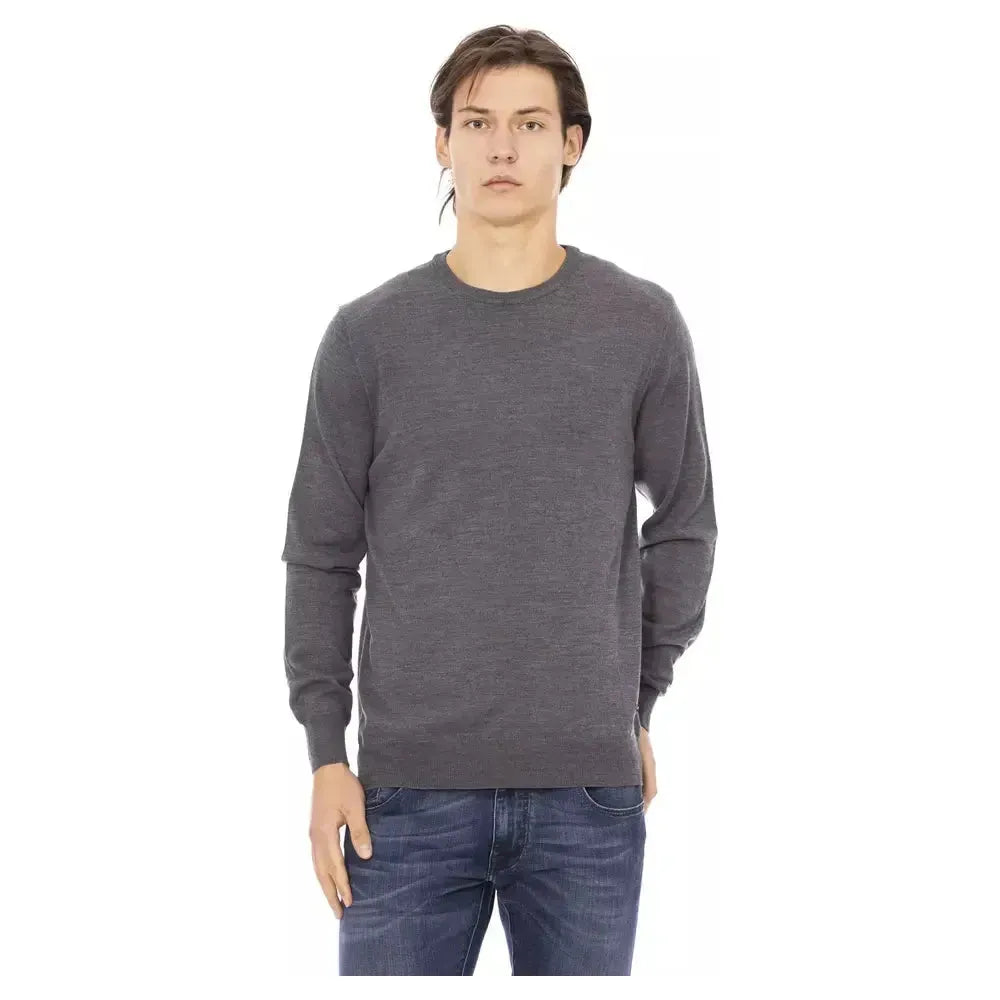 Baldinini Trend Gray Fabric Men Sweater Baldinini Trend Dim Gray