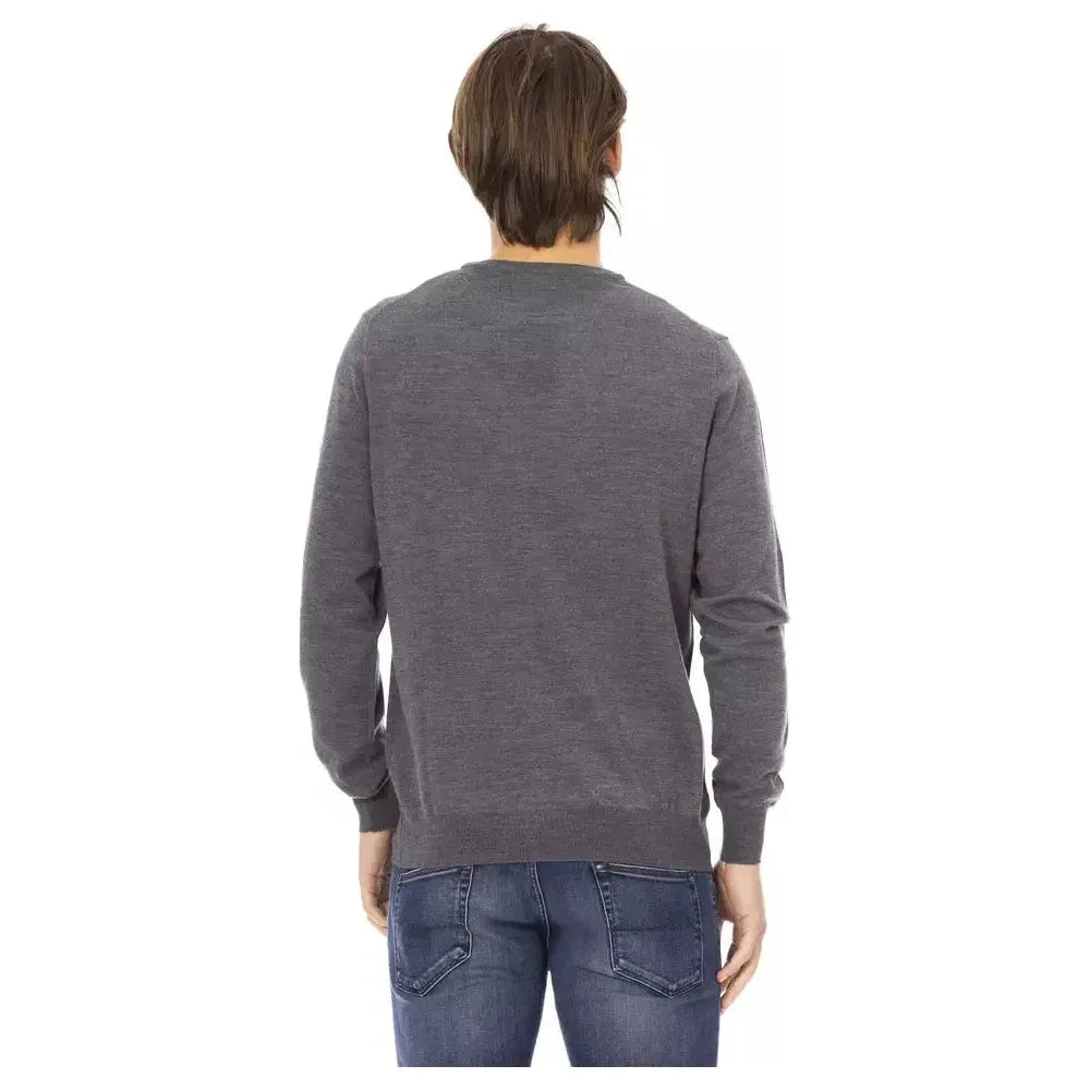 Baldinini Trend Gray Fabric Men Sweater Baldinini Trend Dim Gray