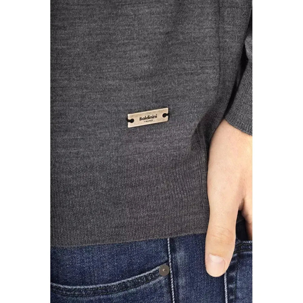 Baldinini Trend Gray Fabric Men Sweater Baldinini Trend Dark Slate Gray
