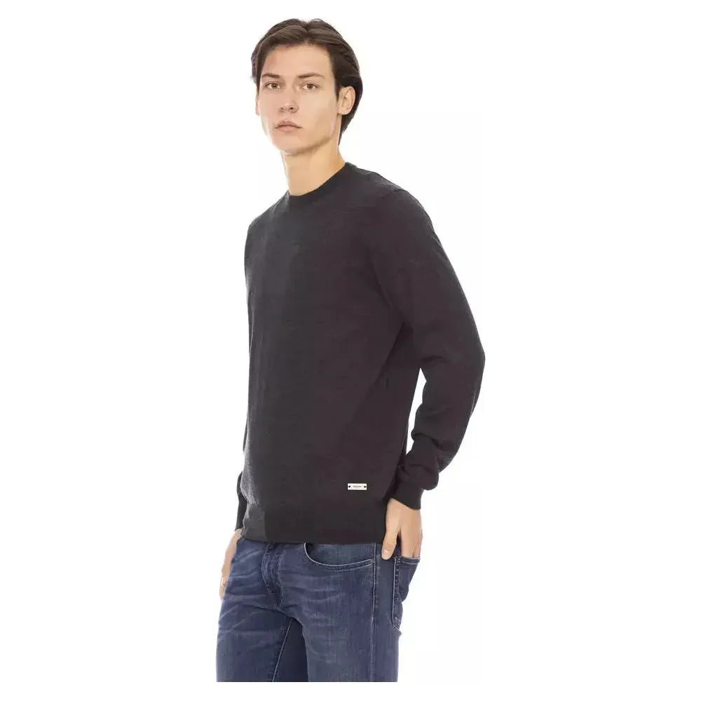 Baldinini Trend Gray Fabric Men Sweater Baldinini Trend Dark Slate Gray